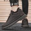 Fashion Men's Shoes 2025 New Autumn Black Leather Shoes Anti-skid Wear-resistant Light Board Shoes Breathable Booster Men Sneakers