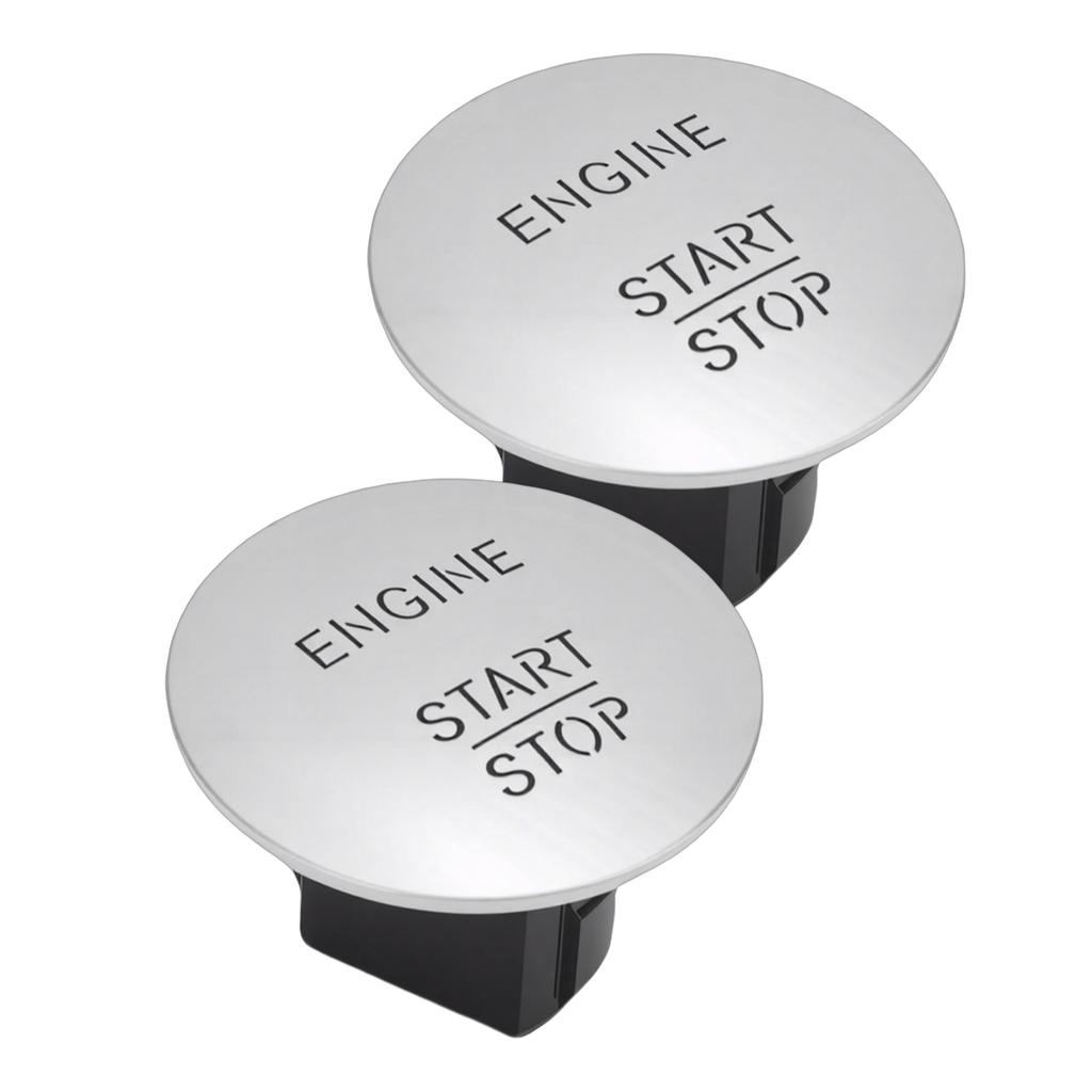 2pcs Engine Push Start Button, Silver Color Replacement Keyless Go Start Stop Pushbutton with Easy Installation, for Vehicle Part Number 2215450714