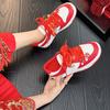 Hanfu Red Xiuhe Wedding Shoes 2025 New Bridal Shoes Are Not Tired of Thin-soled Leather Casual Bridesmaids Bridal Board Shoes