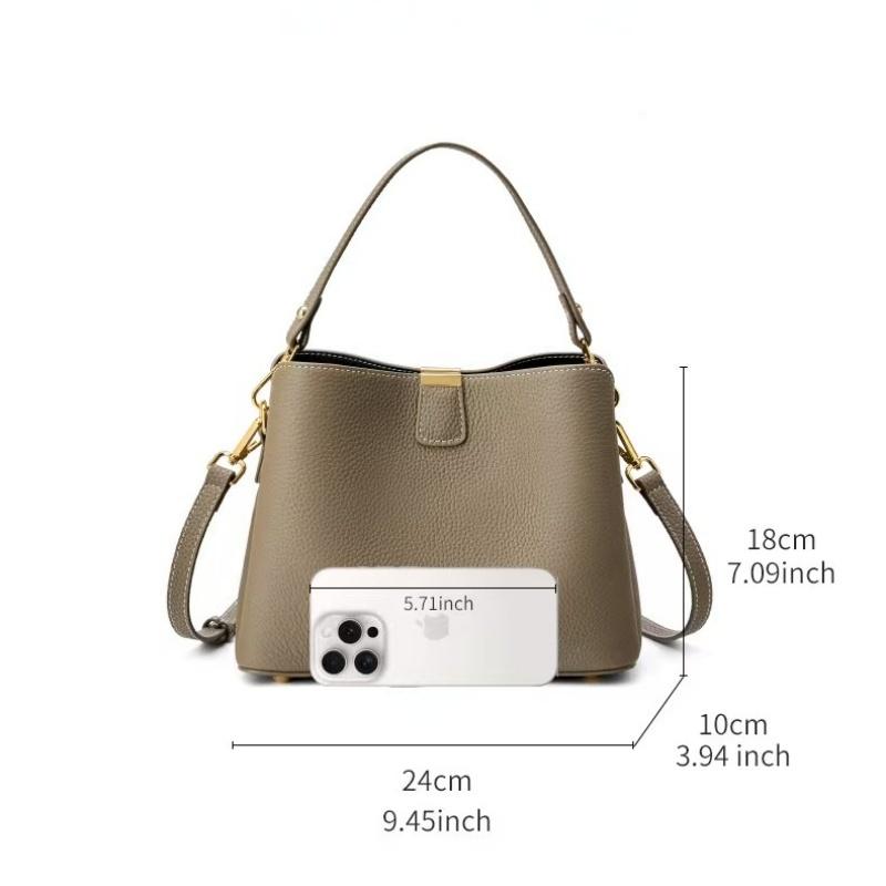 100% Echtes Rindsleder Eimer Tasche für Damen Luxus Designer Breiter Riemen Schulter Crossbody Handtasche