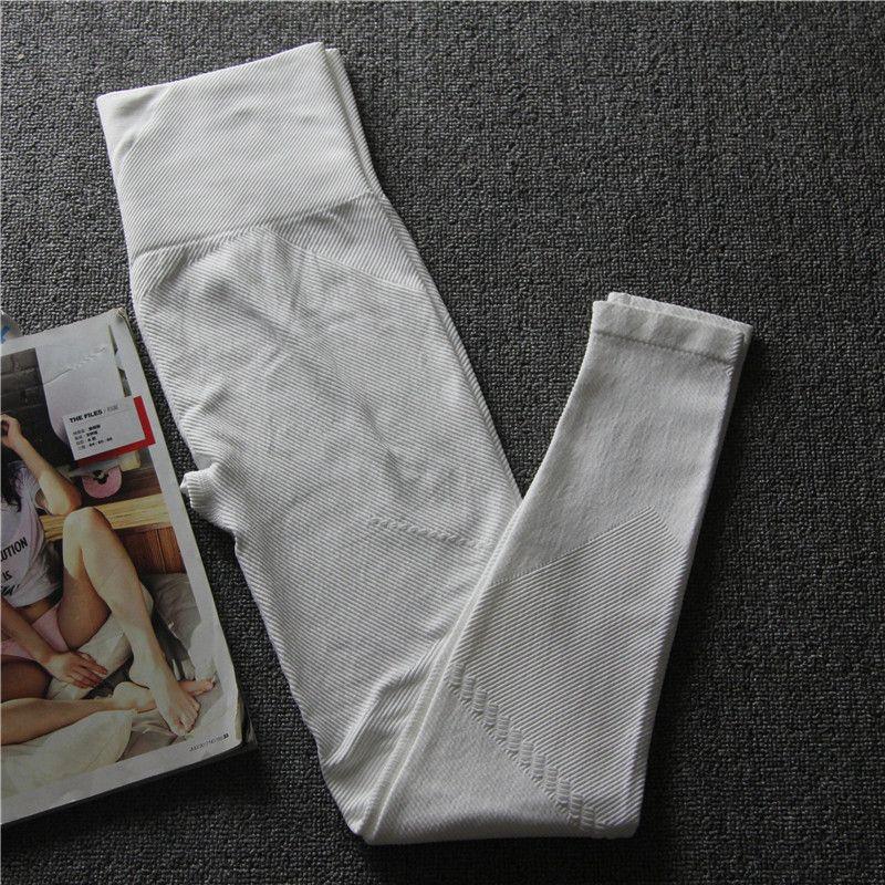 

High Waist Hollow-out Running Yoga Elastic Fitness Pants for Plump Girls White S