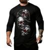 Round Neck 3D Skull Printed T-shirts Casual Short Sleeved Men's T-shirts - Soft Medium Stretch Polyester Fabric Spring and Autumn Relaxed Fit Clothing