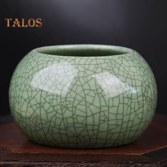 Ceramic Bowl Lotus Planter Round Mini Flowerpot Glazed Bonsai Bowl Lotus Pot for Planting Pennywort Small Hydroponic Plants