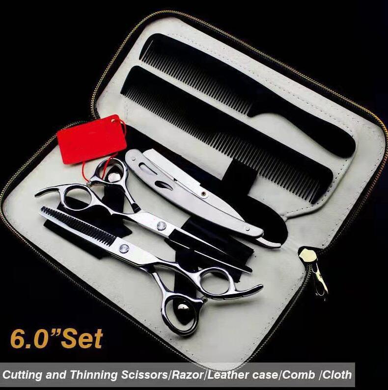 6 Hair Cutting Scissors Set - Barber, Straight & Bang Shears