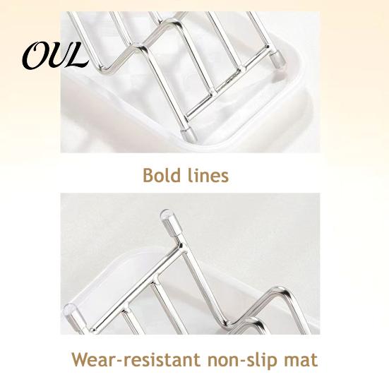 Impact Resistant Soap Tray Holder, Stainless Steel Drain Tray, Wave Shaped 2-3 Modern Bathroom Dish Soaps Sponge Organizer for Shower Kitchen