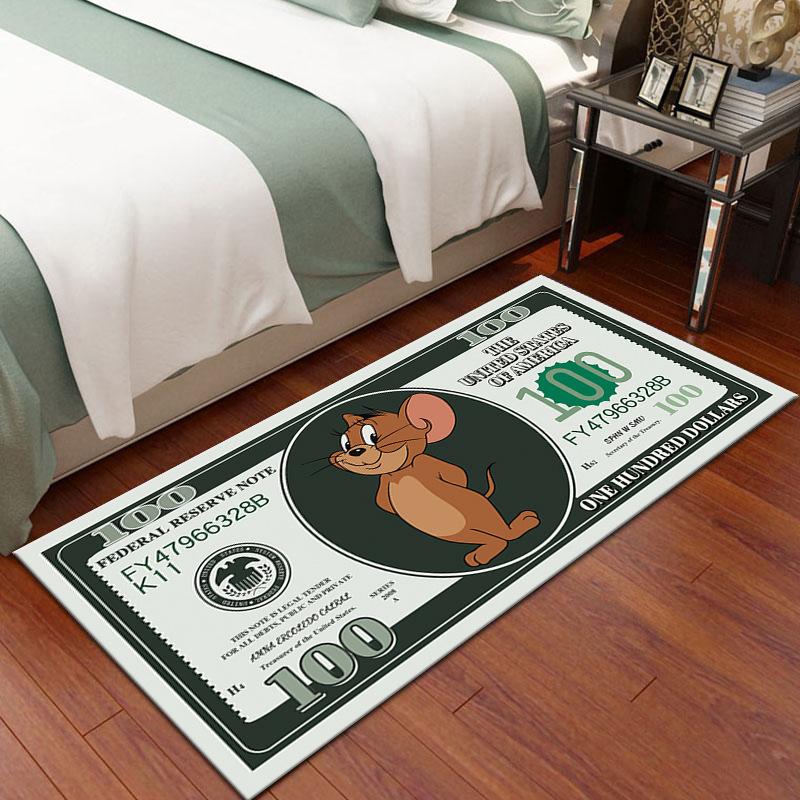 Creative Dollar Coins Cartoon Pattern Carpet Cat and Mouse Personalized Study Floor Mat Footwear Home Decoration
