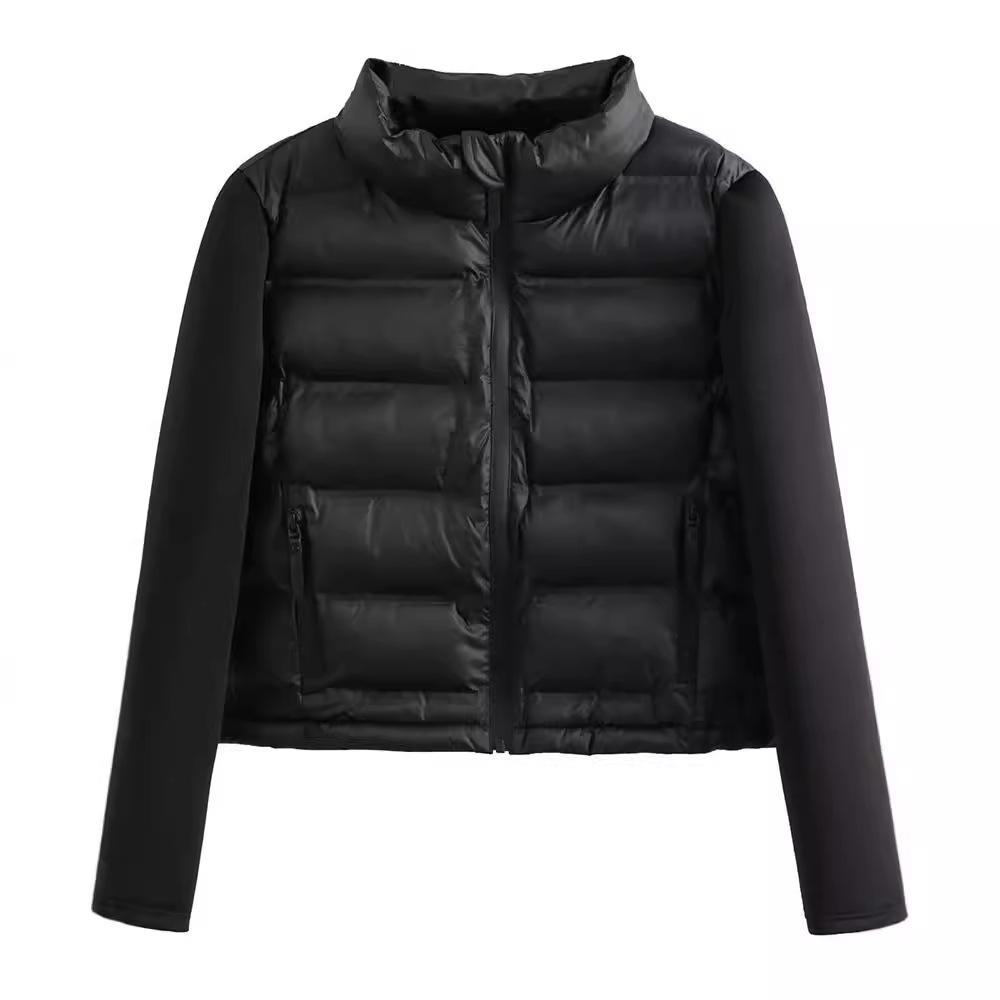 

Женская куртка-стойка с застежкой-молнией на клеевой основе, черная, сшитая, из хлопка, куртка для женщин XS чёрный