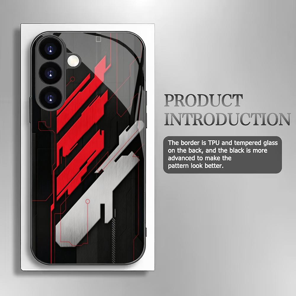 Men's black tempered glass phone case suitable for Samsung Galaxy S26 S25 S24 S23 S22 S21 S20 FE/Ultra/Plus hard case back cover
