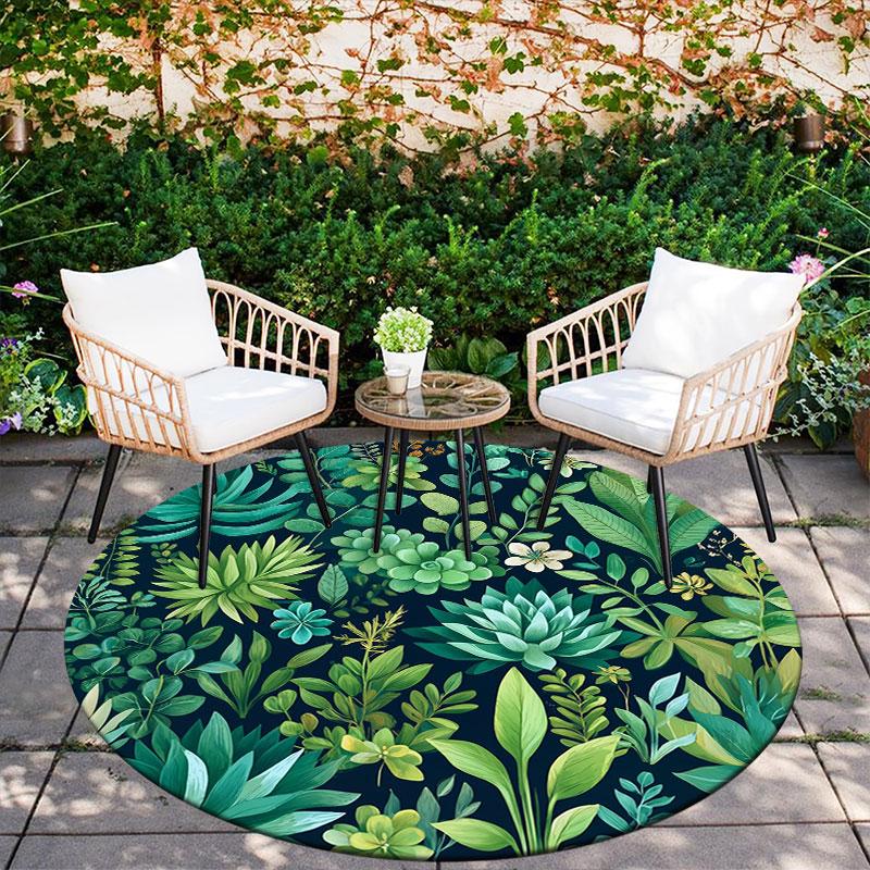 Plants pattern round rug,Carpet Rug for Living Room Bedroom Playroom ,Non-slip Floor Mat,Holiday Gifts and Birthday Gifts.