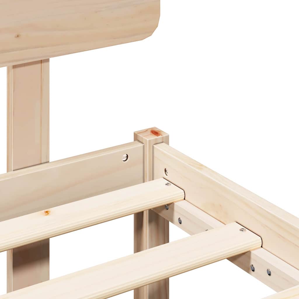 Natural Wooden Bed Frame with Headboard 180 X 200 Cm Solid Pine Wood