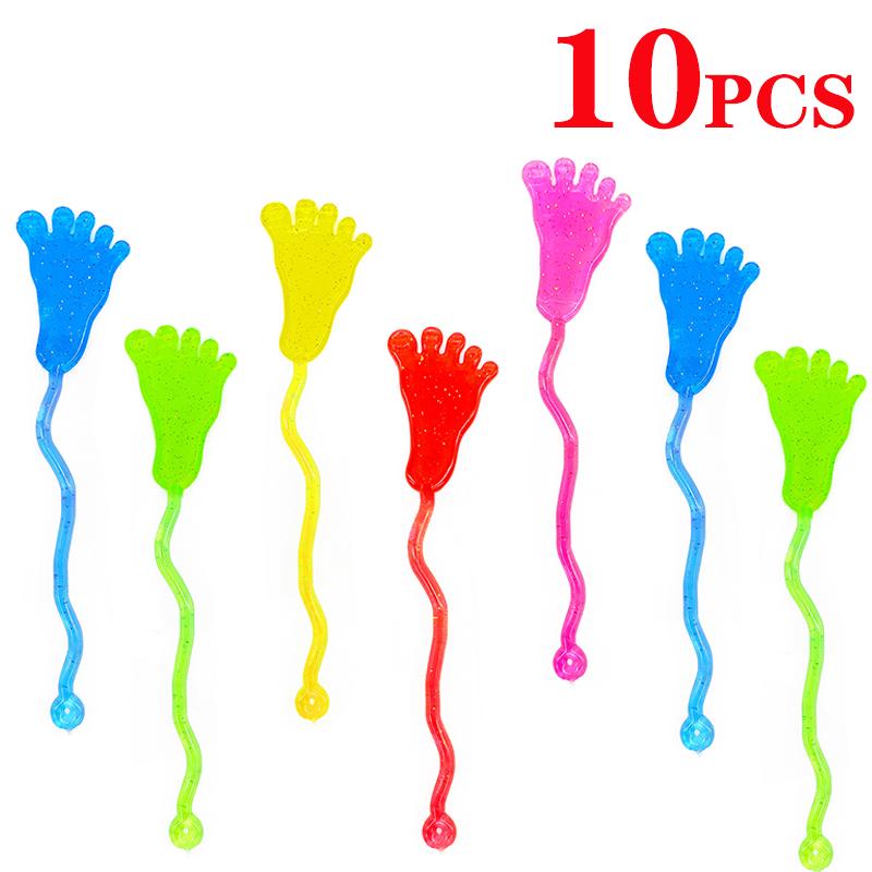 10/50Pcs Funny Sticky Hands Sensory Toy Palm Elastic Heart Foot Christmas Sticky Wall Climbing Squishy Toy For Kids Adult (As shown-19215)-