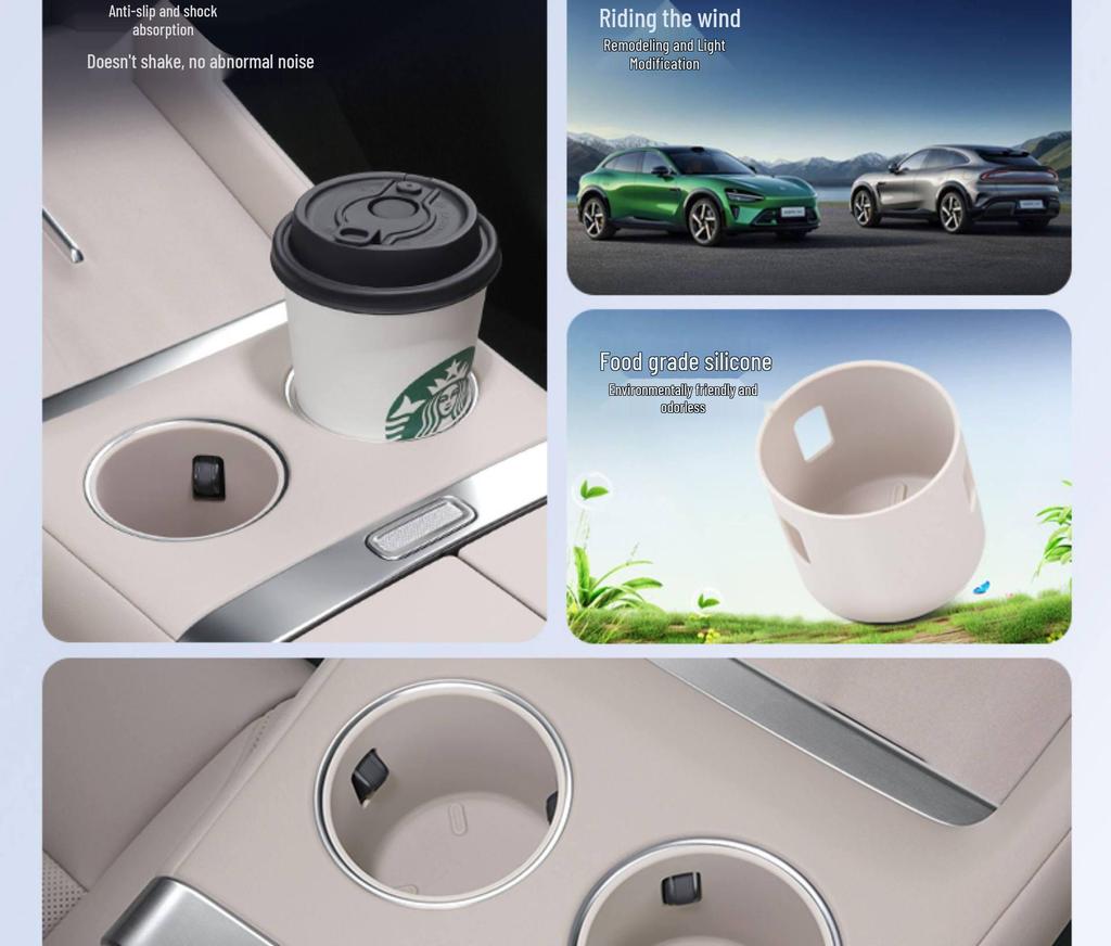 Front Drainage Coaster & Central Control Beverage Cup Holder for Xiaomi YU7 - Full-Coverage Interior Accessory.