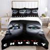 Braut Chucky Horror Print 3-teiliges Bettwäsche-Set Bettbezug mit 2 Kissenbezügen Heim-Geburtstagsgeschenk
