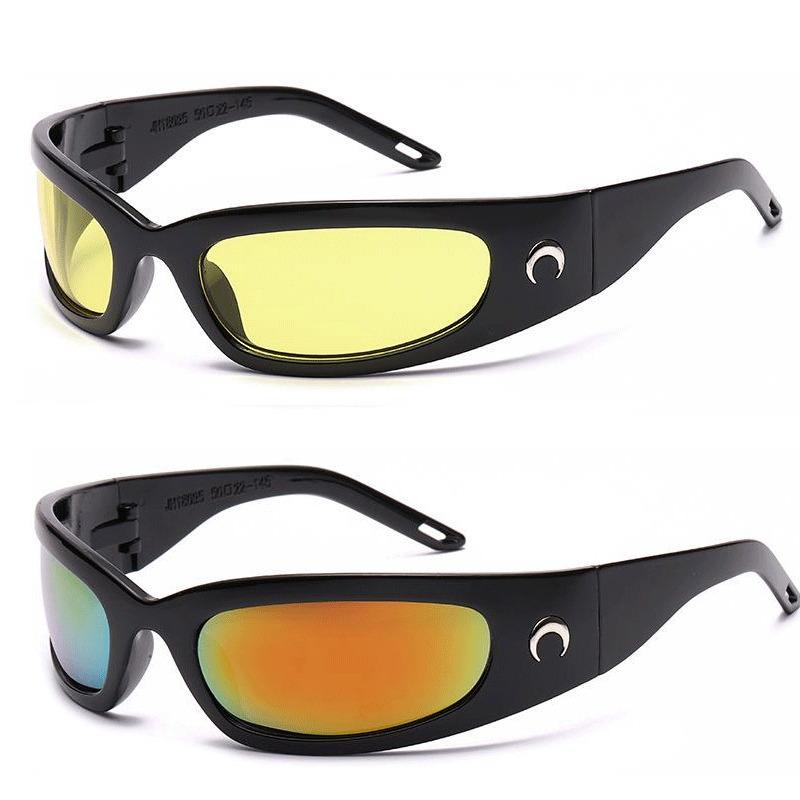 1/2pcs Trendy Designed Moon Rectangular Sunglasses Women Men Outdoor Cycling Sports Sunglass Vintage Hip Hop Punk Sun Glasses