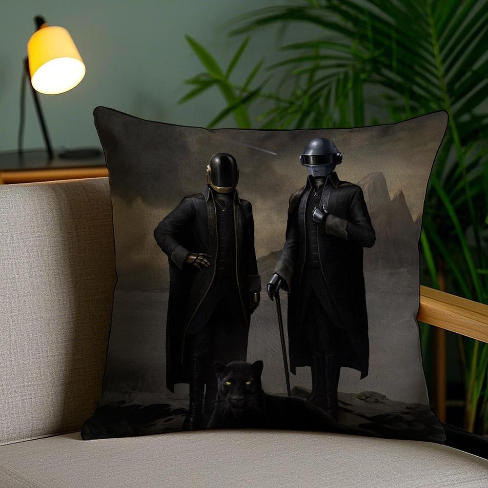 Band D-Daft Punk Cushion Cover Soft Short Plush Double-Sided Printing Home Decor Machine Washable Pillow Case Gift