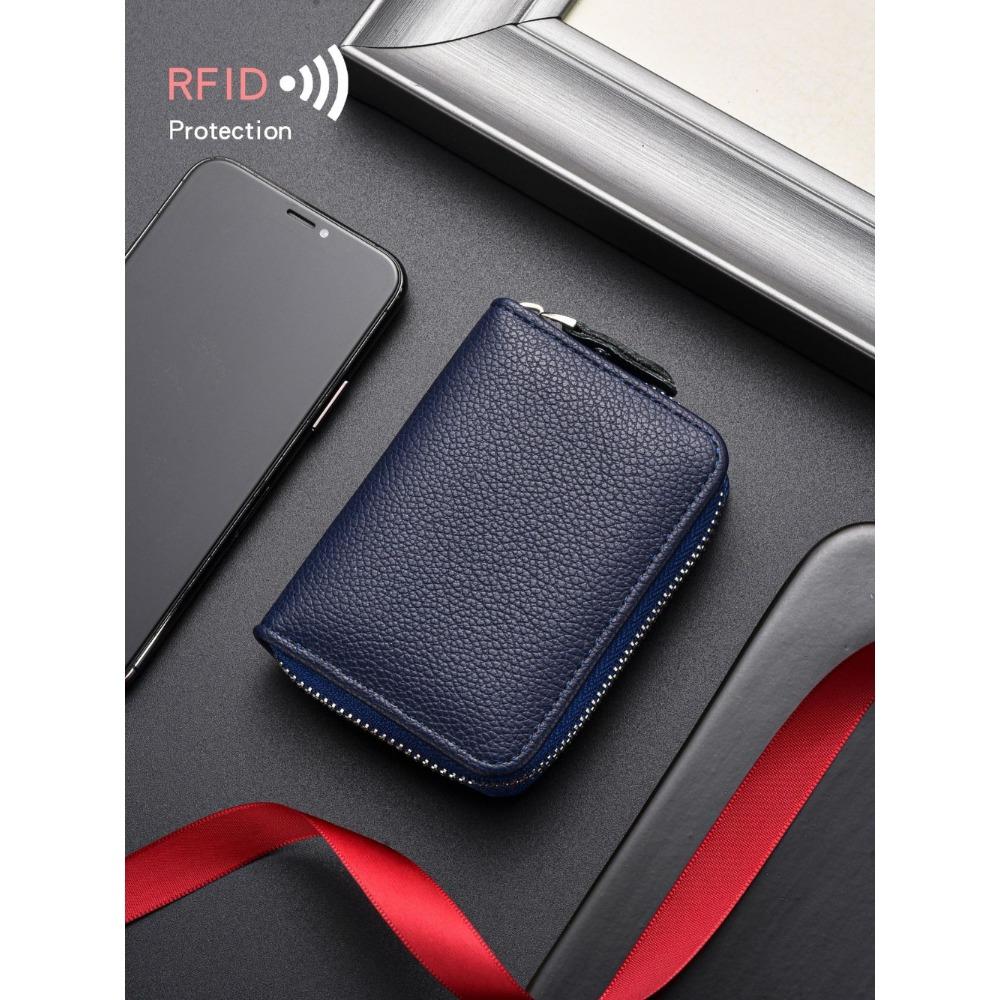 

Men Wallets RFID Blocking Short Wallet, Leather Card Holder, Coin Purse, Clutch Bag 10.5 * 7.5 * 2.5CM синій