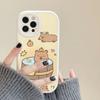 Cartoon Capybara Phone Case Hard Leather For iPhone 16 15 14 13 12 Mini 11 14 Pro Max Xs X Xr 7 8 Plus Fundas