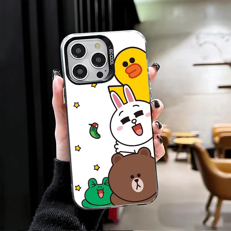 Cartoon Bear Brown Rabbit Soft Phone Case for iPhone 15 16 17 Pro Max 17Air 16E 14 Plus 13 12 Mini Shockproof Cover Back Shell