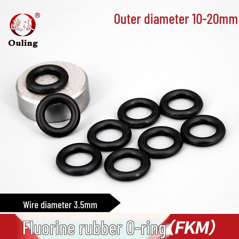 Black Fluororubber O-ring, OD: 10-20mm x 3.5mm OD 10*3.5mm (10 pcs) Black Fluororubber O-ring