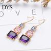 Earrings 1 Pair Women Hook Skin-friendly Shiny Surface Copper Ladies Dangle with Large Faux Crystal for Wife Fashion