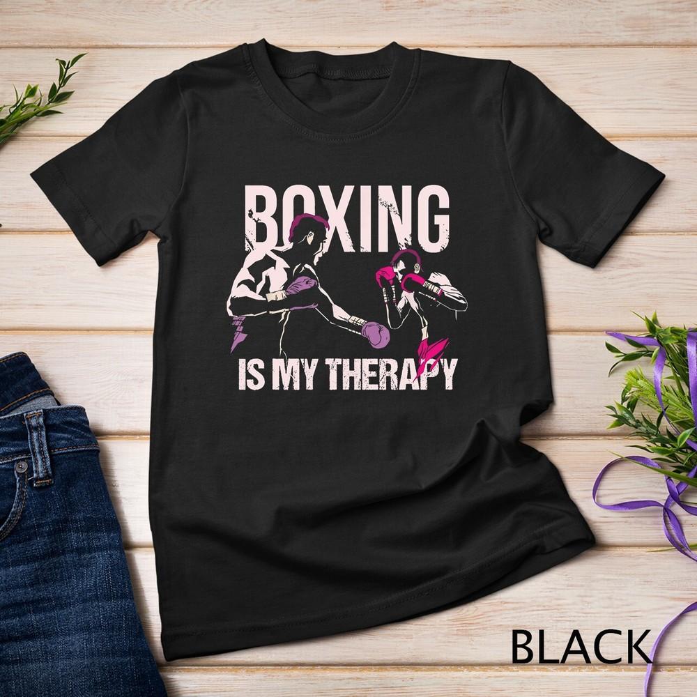 

Funny Boxer Boxing Coach Player Shirt Boxing is my Therapy Unisex T-shirt XL
