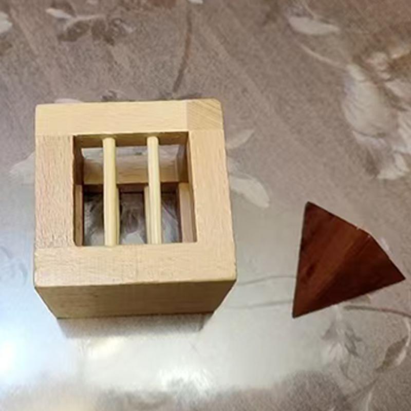 Cage Apart Triangle Wooden Brain Teaser Puzzle Cube IQ Logic Training Disentanglement Educational Toys For Kids Teens Adults