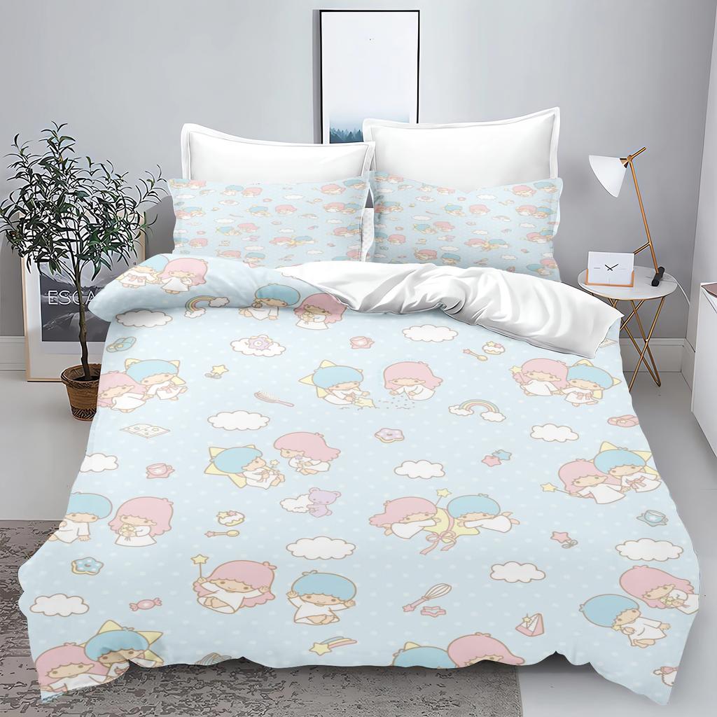 Little Twin Stars Sanrio Bedding Sets Cute Comforter Cover Bed Cover Duvet Cover Pillow Case 2-3 Pieces Sets Kids Adult Size