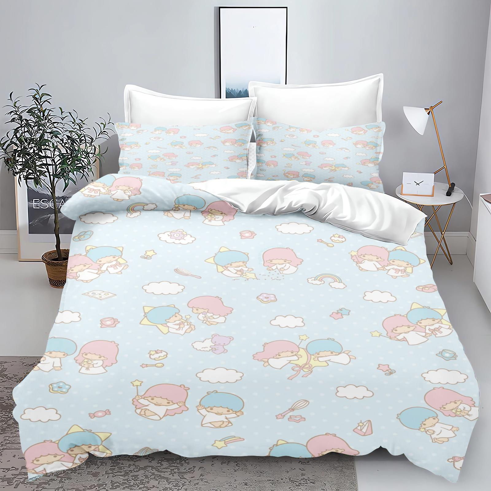 

Little Twin Stars Sanrio Bedding Sets Cute Comforter Cover Bed Cover Duvet Cover Pillow Case 2-3 Pieces Sets Kids Adult Size EU Single 135x200cm