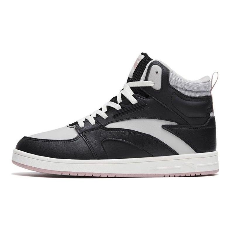 Anta Street Style Fleece Lined Warm Non-Slip High-Top Skate Shoes Women Skate Shoes Black 122248991-2