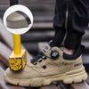 Rotating Button Grey Work Boots Safety Shoes Men Anti-smash Anti Puncture Protection Boots Steel Toe Shoes Work Sneakers Men