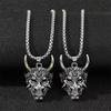 European & American Gothic Horned Ghost Mask Pendant Necklace - Retro Halloween Gift