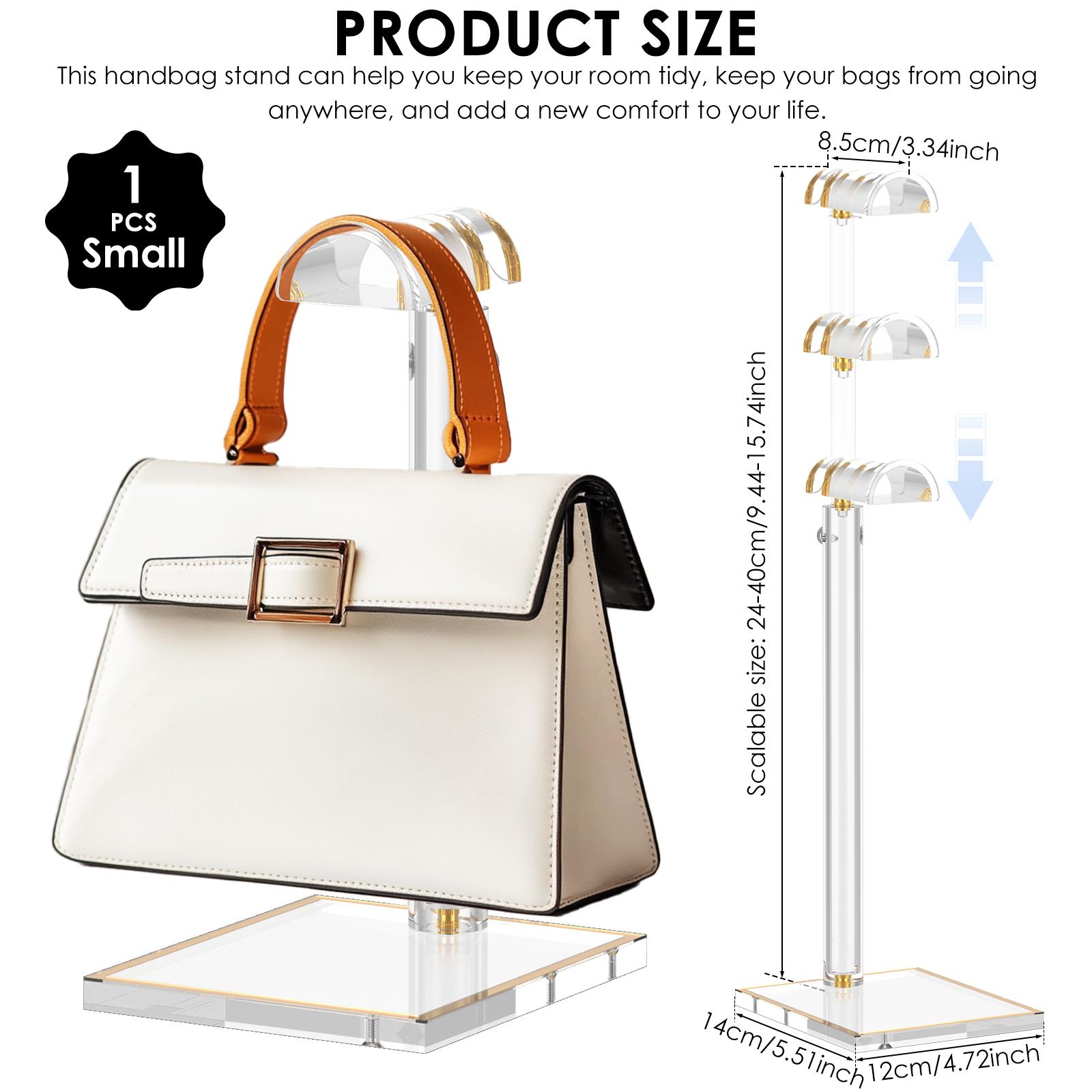 1/2Pcs Purse Display Stands Acrylic Transparent Handbag Display Stand Adjustable Height Countertop Storage Rack Tabletop Decor