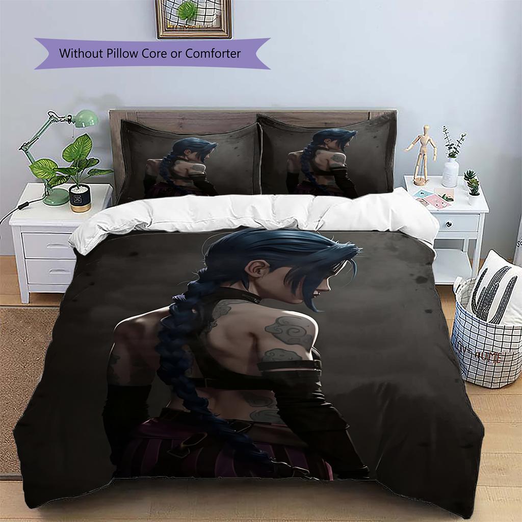 Set Copripiumino Trapuntato con Motivo Anime Federe Decorazione Casa Regalo di Compleanno (1 * copripiumino + 2 * federa, senza nucleo)