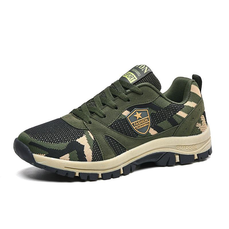 New Camouflage Shoes Outdoor Sports Shoes Military Training Shoes Summer Hollow Breathable Camouflage Running Student Shoes