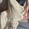Niche Design Hollow Lace Patchwork Casual Pants Women's Summer High Waist Loose Wide Leg Lazy Style Straight Leg Pants