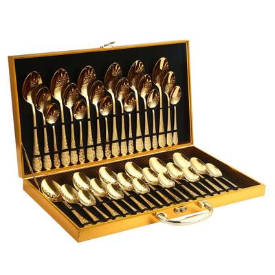 Set de linguri argintii Zhishi cu 36 de piese, cu cutie cadou din lemn