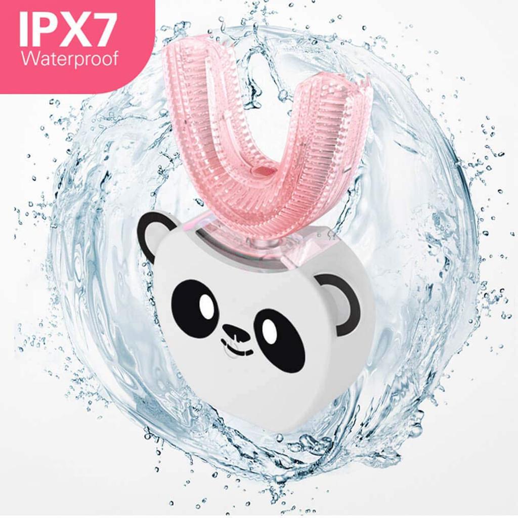 Periuță de dinți electrică pentru copii în formă de U cu 360 de grade pentru curățare orală cu temporizator inteligent automat, lumină rece