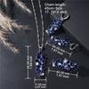 Luxury Retro Blue Zirconia Wedding Jewelry Set With Earrings, Bracelet, Ring And Necklace Pendant Sets, Elegant Party Gifts