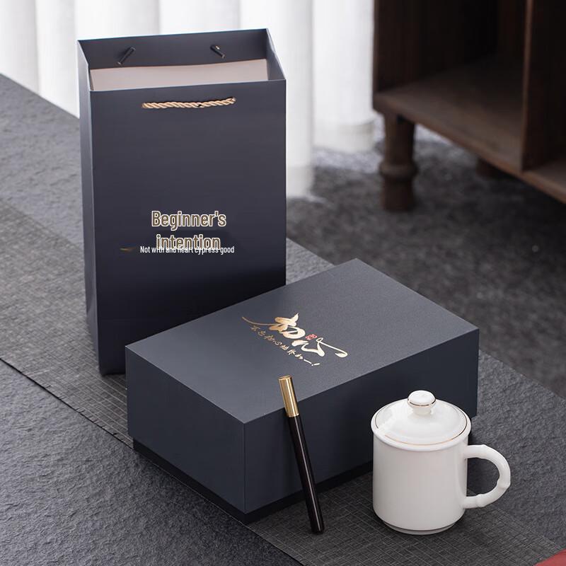 Chaxun Gold-Painted White Porcelain Dragon Handle Teacup Gift Set