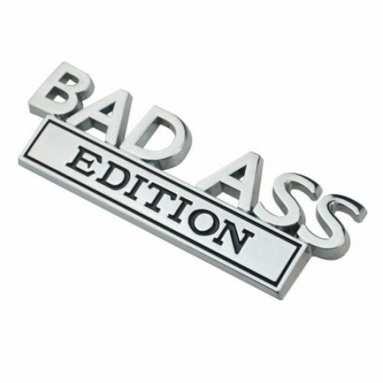 2PCS Bad Ass Edition Emblem Car Badges Badass 3D Sticker Decal Chrome Black | Red | Adhesive | Front | Motorcycle |  | Singapore