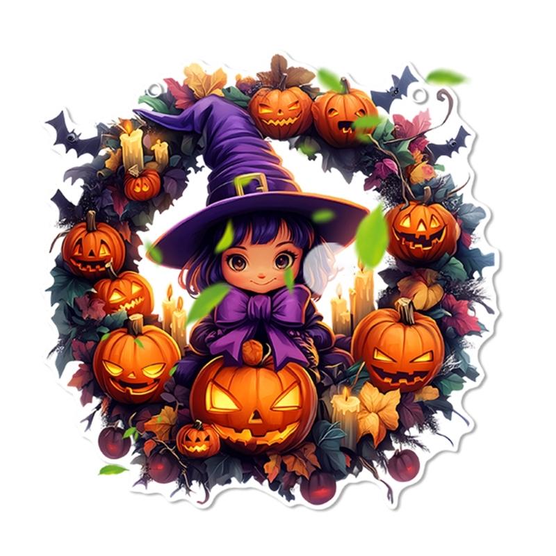 Cartoon Halloween Ghostly 2D Flat Acrylic Wall Decors Light Hanging Craft Ornament For Home Office School Decoration