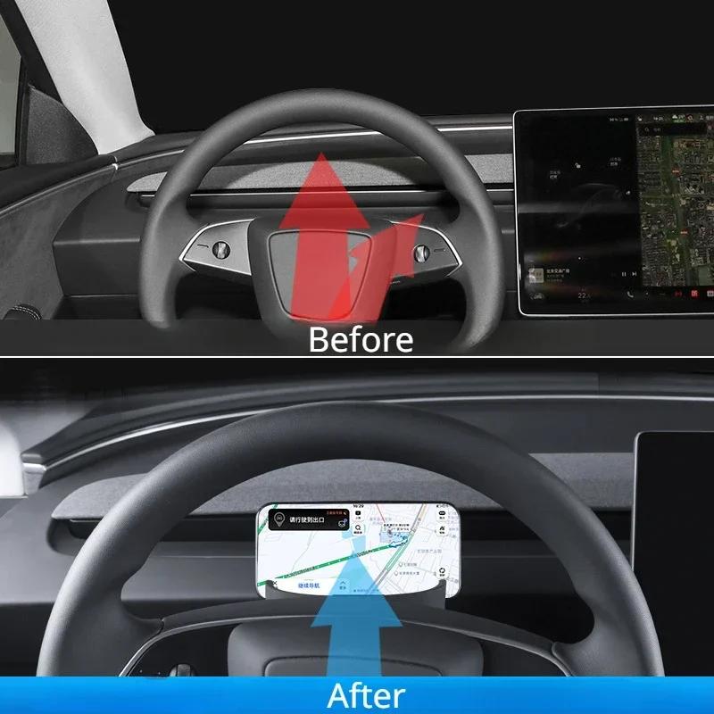 Steering Wheel Storage Box for Tesla Model 3+ Silicone Mobile Phone Holder Glasses Case for New Model3 Highland 2025 Accessories