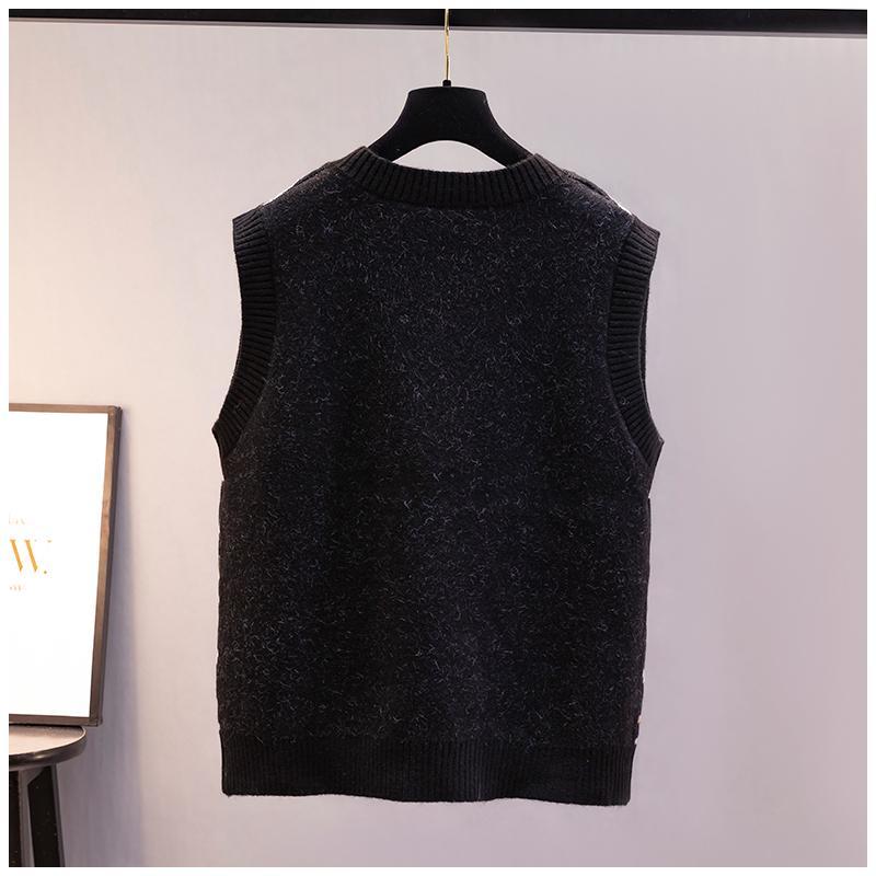 Veste Femei Decolteu V Patchwork Stil Preppy Coreean Elegant Potrivit cu Orice Femme Larg Harajuku Chic Pulovere Fără Mâneci Îmbrăcăminte Exterioară Casual