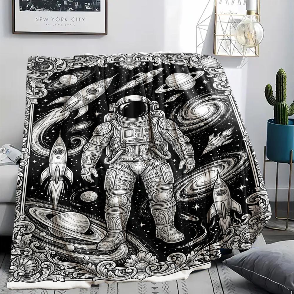 1 Stück Flanelldecke mit Weltraum-Print, Hohe Qualität, Bequem für alle Jahreszeiten, Heimdekoration, Wärme und Komfort, Perfekt für Weihnachtsgeschenke W159