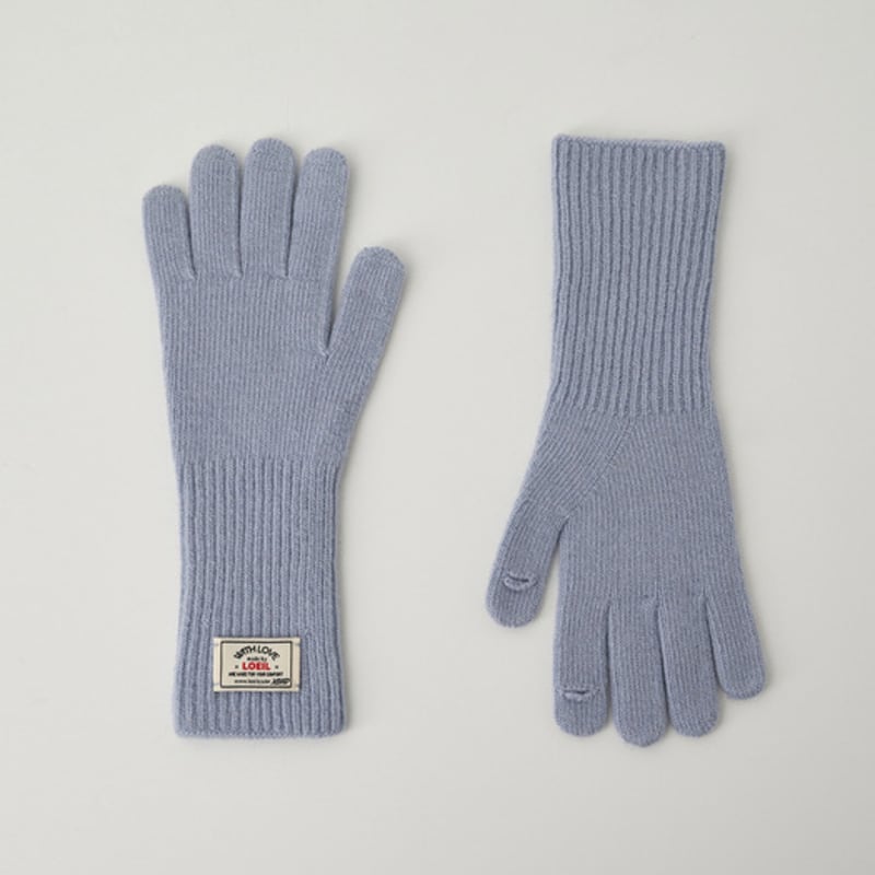

LOEIL Вязаные шерстяные перчатки с отверстием для пальца - Небесно-голубой FREE