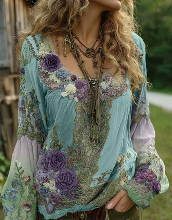 3D Floral Women's Round Neck T-Shirt - Hong Kong Style Fashion Top