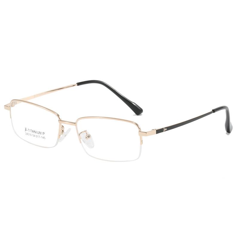 Metal Anti Blue Light Reading Glasses Men Small Square Ultra Thin Half Frame Presbyopic Eyewear for Male