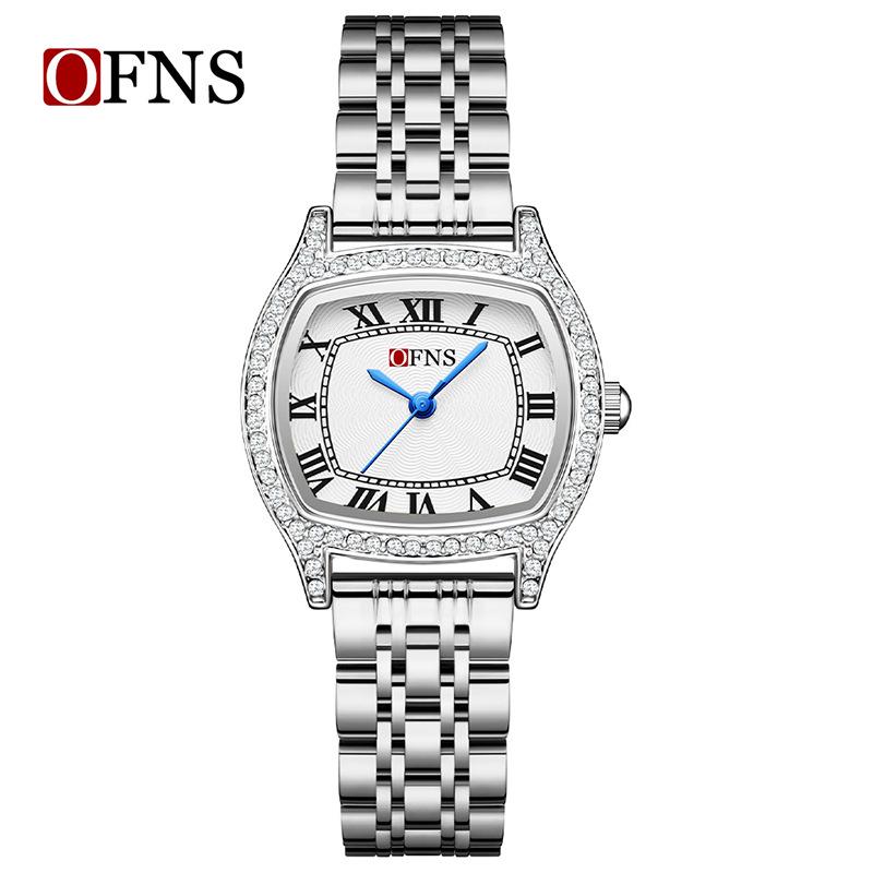 Retro Rhinestone Inlaid Roman Numerals Square Ladies Fashion Watch