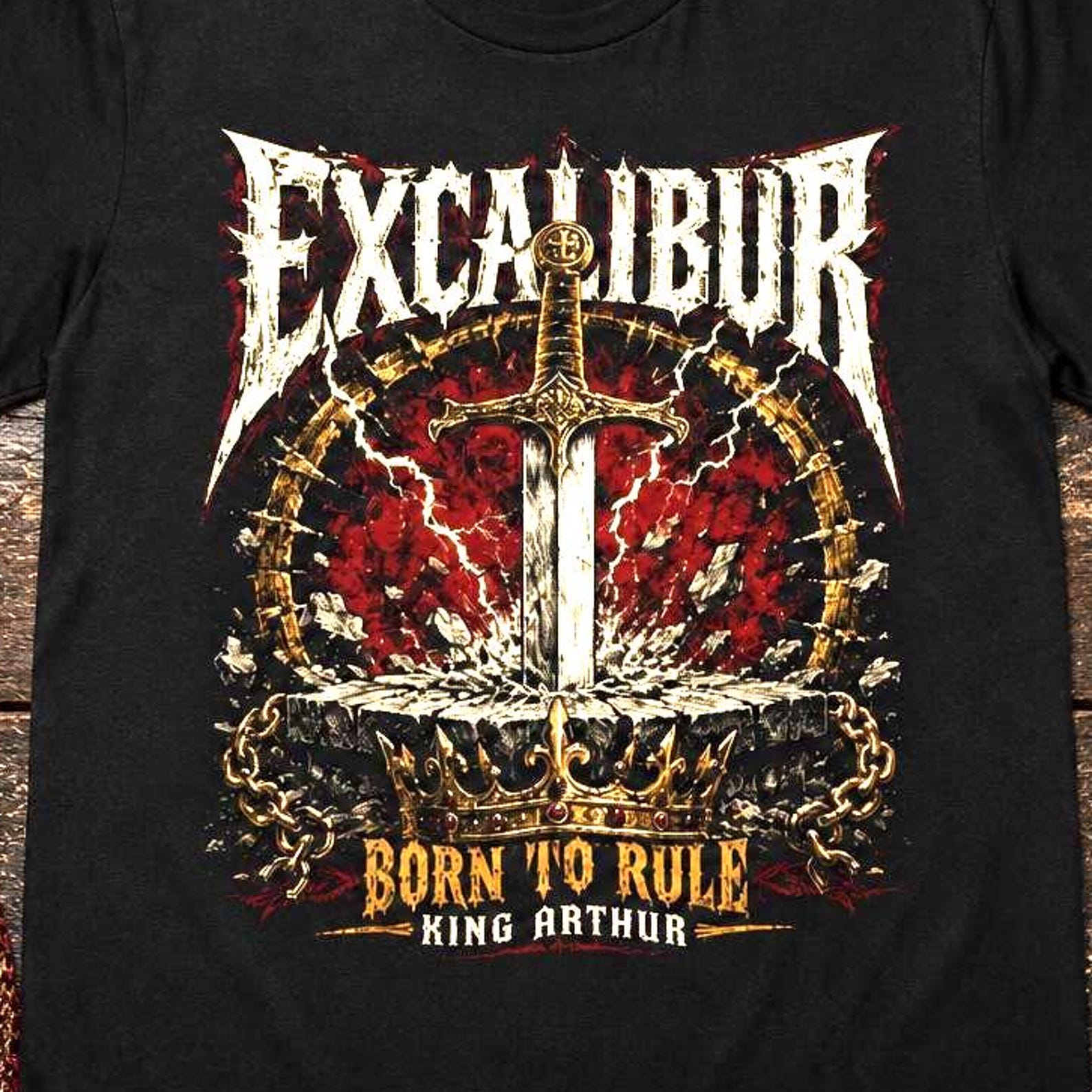 Excalibur Shirt, King Arthur Tee, Sword in the Stone Graphic, Medieval Legend Shirt, Dark Academia Fantasy Gift, Bella + Canvas 3001 4XL