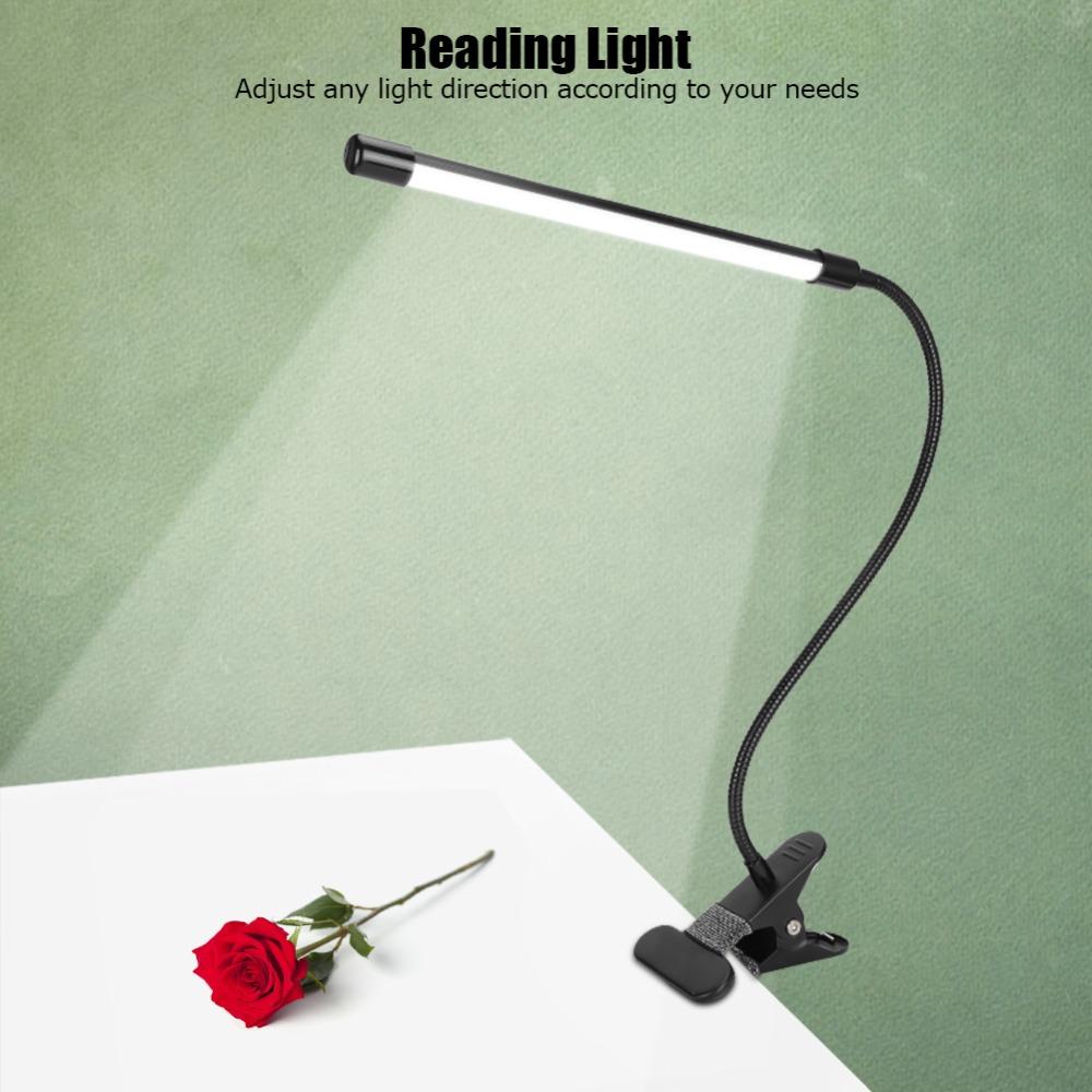 USB Powered LED Table Light Black Desk Lamp Eye-Caring Clip-On LED Light  Manicure